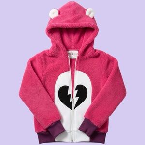 Girls' Pink Fortnite  Hooded Fleece Jacket with Heart Graphic